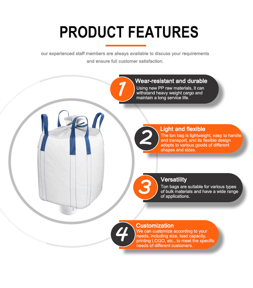Upper sealing cloth, lower discharge port-Bulk bags